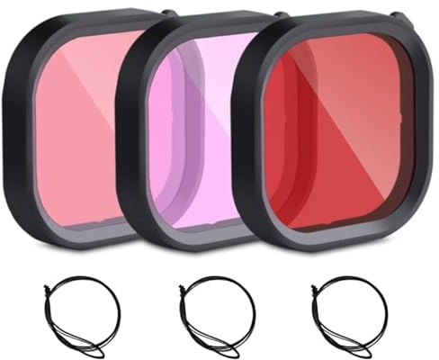 3 Stück Tauchfilter Filter kompatibel, kompatibel mit Go Pro Hero Schwarz, professionelles Action-Kamera-Tauchzubehörset(Rot, Pink, Lila)