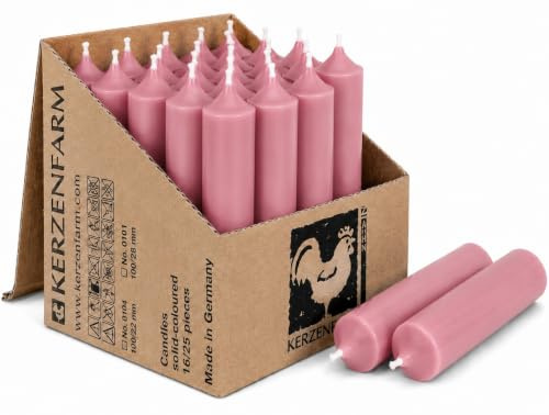 Kurze Stabkerzen Tafelkerzen durchgehend gefärbt Spitzkerzen für die Tisch-Deko zur Hochzeit Weihnachten & Party (25, altrosa)