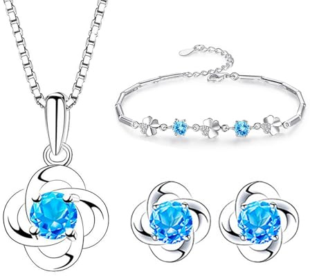 Kamise 925 Sterling Silber Ohrstecker Armband Set, Schmuckset Damen Silber