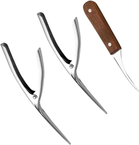 LOLIPPYY 3 Pezzi Sbucciatore Gamberetti in Acciaio Resistente con Coltello per Pulizia e Apertura Gamberi Strumento Ergonomico per Cucina Domestica e Professionale Accessori Compatti e