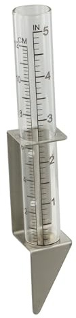 UTTASU 12,7 cm großer Glas-Regenmesser mit Edelstahl-Halterung, leicht zu lesen