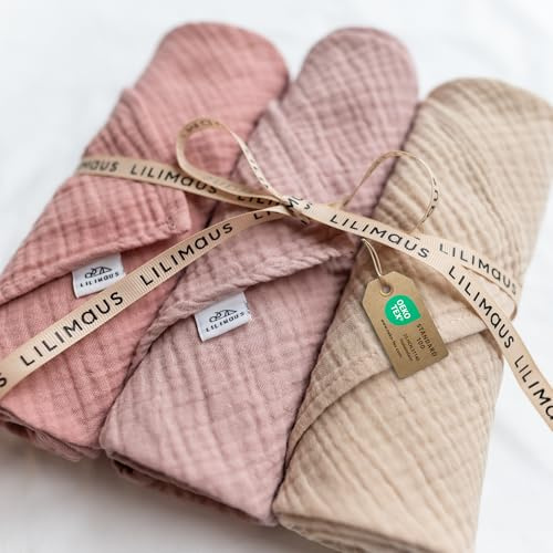 lilimaus Musselin Spucktücher Baby - Mulltücher Baby Spucktücher Set - aus 100% Baumwolle - weich saugstark Spucktuch