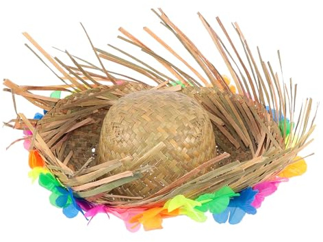 DOITOOL Sombrero Hawaiano de Paja Estilo Novedoso para Playa y Fiesta | Accesorio de Disfraz para Hombres y Niños, Uso en Fiestas Temáticas, Tejido de Paja, para Celebraciones Veraniegas