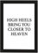 Deqosy Poster DIN A4 HIGH Heels Bring You Closer to Heaven, gerahmt mit schwarzem Bilderrahmen, Geschenk, Geschenkidee, Geburtstagsgeschenk, Poster mit Rahmen, Kunstdruck, Typographie (High Heels)