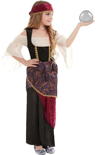 Smiffys Costume de diseuse de bonne aventure, Multicolore, avec robe et foulard