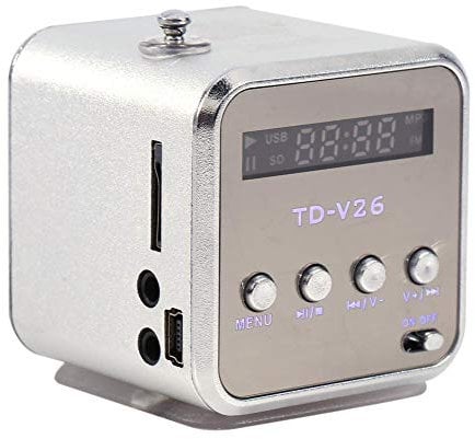 Mini Portable FM Radio Speaker, Digital Stereo MP3 MP4 Music player Support TF Card USB Disk FM (银色)
