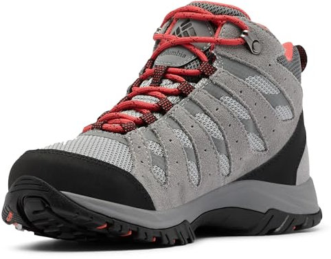 Columbia REDMOND III MID WATERPROOF Chaussures Montantes De Randonnée Et Trekking imperméables Femme, Gris (Steam x Red Coral), 38 EU