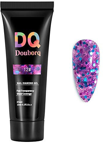 Poly Nagel Gel,Glitzer Nagel Gel Nagelgel Anself Builder Nagelverlängerung Diamant Glitter Gel Glitter Nail Gel Diamond Style Gelnagel für Techniker Starter DIY Salon Kunst Nägel,Grober Glitzer Lila