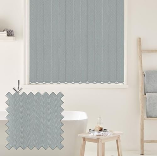 Vertical Blinds - Made to Measure - 89mm - Complete Blind - Feather Weave Fabric- MIST (Up To 90cm(900mm), Up To 130cm(1300mm))