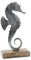 Logbuch-Verlag Seepferdchen Figur aus Metall Silber braun - Dekofigur Seepferdchenfigur Meerestier zum Hinstellen als Maritime Deko 23 cm