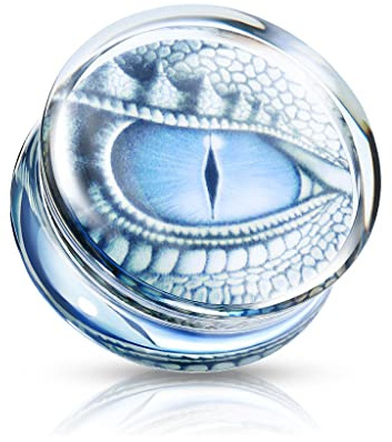 beyoutifulthings Ohr-Plug Blaues Drachen-Auge Clear Acryl Ohr-Piercing Ohr-Schmuck Tunnel Sattel-Verschluss 10-mm