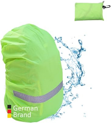 LUINNO Regenschutz für Rucksäcke Schulranzen mit Reflektor | Neon, Größe M (25-40L) | wasserdichte Regenhülle für Camping Wandern Outdoor