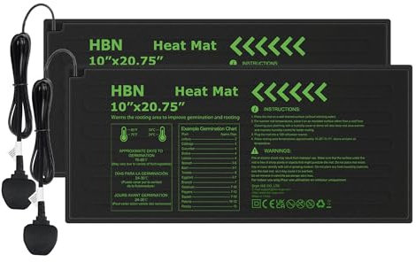 HBN Durable Seedling Heat Mat,Waterproof Hydroponic Heating Pad,Seedling Heating Pad for Winter Indoor Seedling Germination and Greenhouse(10x 20,2pc)