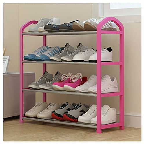 UNNS Schuhregal Lagerregal Schuhgestell Home-CompleteShoe-Rack mit 4 Regalen for 17 Paare for Schlafzimmer Flur Schränke sparen Speicherung und Organisation, rot Schuhregale
