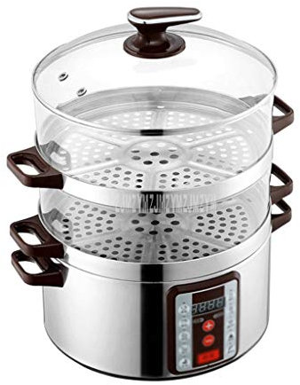 REJOON Intelligenter elektrischer Dampfgarer mit 32 cm Durchmesser, 6 Gängen, Einstellbarer 3-Schicht-Multikocher, transparenter Typ, elektrischer Dampfgarer for den Haushalt