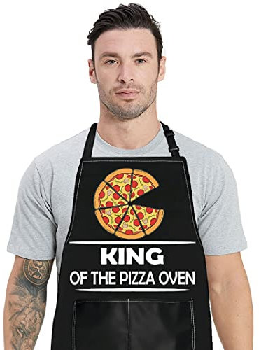 BWWKTOP Pizza Chef Apron Pizza Maker Apron Pizza Chef Gifts King Of The Pizza Oven Pizzeria Apron With Pocket For Chef Dad, King of Oven, [Adjustable]