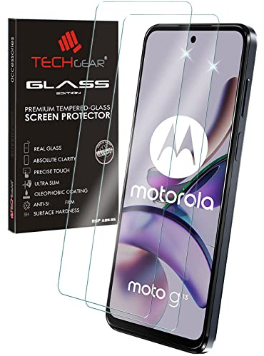 2 Pack of TECHGEAR GLASS Edition Compatible for Motorola Moto G13 / G23 / G53, Tempered Glass Screen Protector Covers [2.5D Round Edge] [9H Hardness] [Crystal Clarity] [Scratch-Resistant] [No-Bubble]