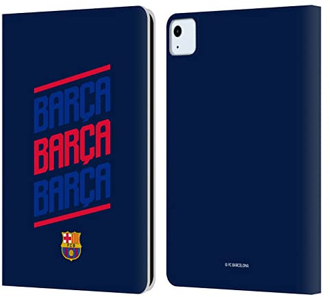 Head Case Designs Licenciado Oficialmente FC Barcelona Tipo Barca Gráficos Carcasa de Cuero Tipo Libro Compatible con Apple iPad Air 2020/2022