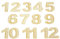 Unlackiertes Holzuhr-Zahlen-Set in Arial-Schriftart, erhältlich in einer Vielzahl von Größen und Stärken (3,8 cm hoch, 0,3 cm dick)