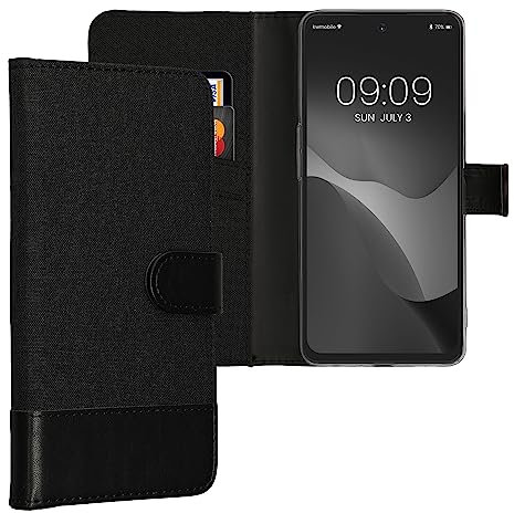 kwmobile Wallet Case kompatibel mit OnePlus Nord CE 3 Lite 5G / Nord N30 5G - Hülle mit Ständer - Handyhülle Kartenfächer Anthrazit Schwarz