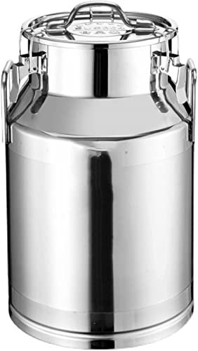 Samnuerly Robuster Milcheimer aus Edelstahl, Milchkanne mit 2 Griffen, versiegelter Silikondeckel, einfach zu öffnen und zu verwenden, Lagerung von Öl, Milch, Reis, 76 l
