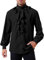 GAMISOTE Camicia da uomo a maniche lunghe, medievale, per il Rinascimento gotico, Steampunk, Nero , XXL