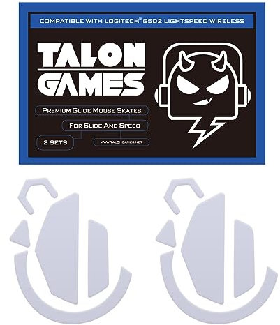 2Sets of TALONGAMES Rounded Curved Edges Mouse Feet Skates Compatible with Logitech G502 Wireless Gaming Mouse Feet Replacement, 0.8mm, Pure PTFE Material with Super Smooth Glide Pads