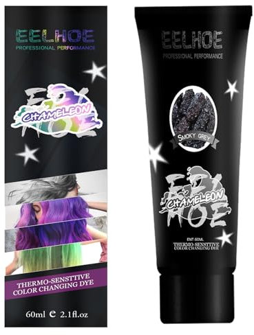 Temporäre Haarfarbe, Auswaschbare Haarfarbe, Farbwechsel Haarfarbe, Diy Haarfärbecreme, Thermochrome Farbwechsel Haarfarbe, Einweg-Haarfärbe Perfekter Cosplay-Party-Look (60ml-Smoky Grey)