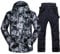Herren Skijacke und Hose Set Skianzug Winter Wasserdicht Winddicht Mit Kapuze Schneemantel 2 Stücke Snowboarden Schneeanzüge schwarz+schwarz-xl, Schwarz, X-Large