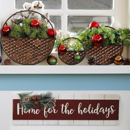 JonesHouseDeco 3 Juegos de macetas Redondas Color Bronce para Colgar en la Pared, Forma de Panal macetas de Metal para suculentas, decoración del hogar, bonsái para Interiores y Exteriores