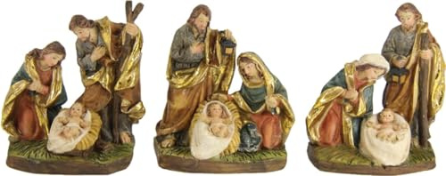 FADEDA 3X Hlg. Familie, Krippenblock/Höhe:9 cm/handbemalt/detailgetreue Krippen Figuren - Weihnachten Tisch Dekoration Krippe Zubehör