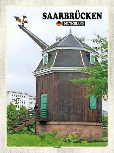 Blechschild 30x40 Saarbrücken Saarkran Wand Deko Cafe Sammler Geschenk