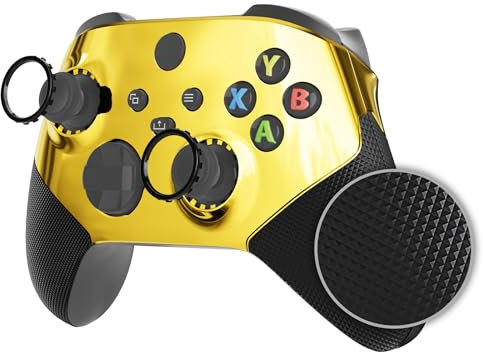 eXtremeRate Cover Grip Gommato per Xbox Series X S Controller Joystick,Custodia Copertura Shell DIY Ricambio per Xbox Series X S Joypad Model 1914-Oro Cromo