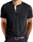 Mens Henley T-Shirts Short Sleeve Tops Casual Tees Cotton Shirt Crew Neck Top Basic T-Shirt Knitted Buttons Darkgrey XL