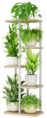 Bamworld Porta Piante da Esterno Portavasi da Interno Scaffale per Piante Balcone Mensola Angolare 5 Ripiani Giardino Bonsai Arredo Giardino Mobili Arredamento(Bianco)