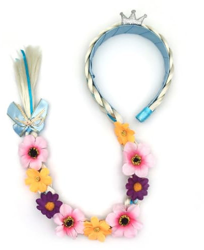 NHP Perruque Princesse Enfant,Raiponce,Perruque Raiponce,Perruque Reine des Neiges Enfant,90cm Princesse Serre tête de Perruque Tressée pour Cheveux Longs,Accessoire de Cheveux,Bleu