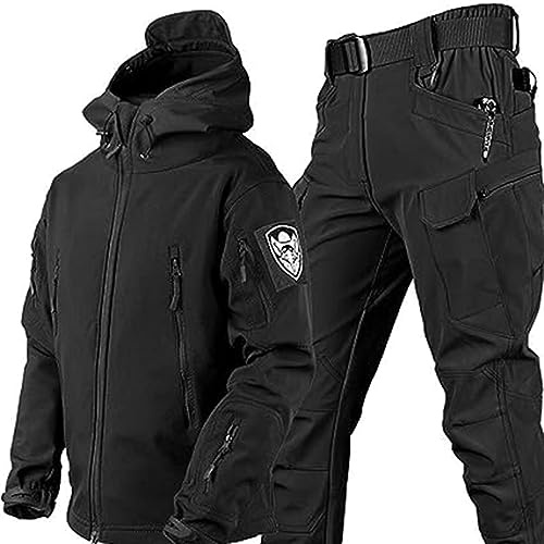 Set de traje de combate impermeable, chaqueta táctica para hombre, pantalones y chaqueta táctica militar, en softshell, uniforme camuflado, ideal para actividades al aire libre
