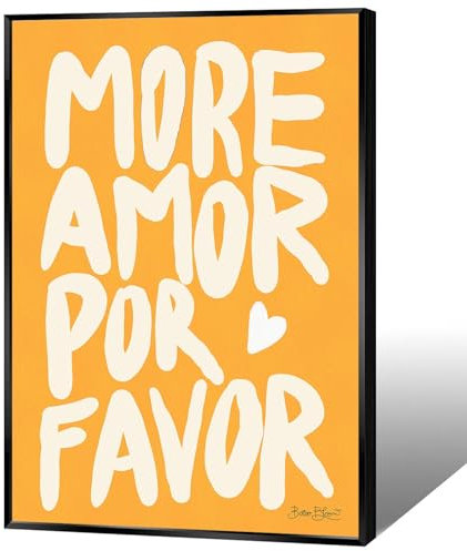 JCFOAS More Amor Por Favor Leinwand-Kunst, minimalistisch, gelbe Sonnenschein-Poster, Valentinstag, romantischer Druck, Gemälde, Liebeszitat, Wanddekoration für Wohnzimmer, Schlafzimmer, Schlafsaal,