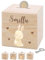 Bärenfreunde® - Personalisierte Spardose Kinder aus Holz mit Metallschloss - Spardose mit Namen mit kinderfreundlichem UV-Druck zum Sparen für Kinderträume (Hase)