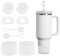 SALUOKE Cup Accessories 8 Pcs for Stanley, Including 2 Straw Cover Cap, 2 Square Spill Stopper, 2 Round Leak Stopper, 2 Pcs Silicone Boot for Stanley Cup 2.0 40/30oz Tumbler, Cup Not Included(Clear)