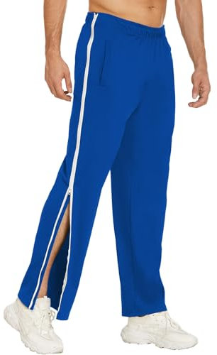 Reha Hose Damen Herren Seitlich Zu Öffnen Lang Baggy Trainingshose mit Seitlichem und Reißverschluss Am Bein Weites Bein Schnellfickerhose Druckknöpfen Sporthose Freizeithose Breite Jogginghose