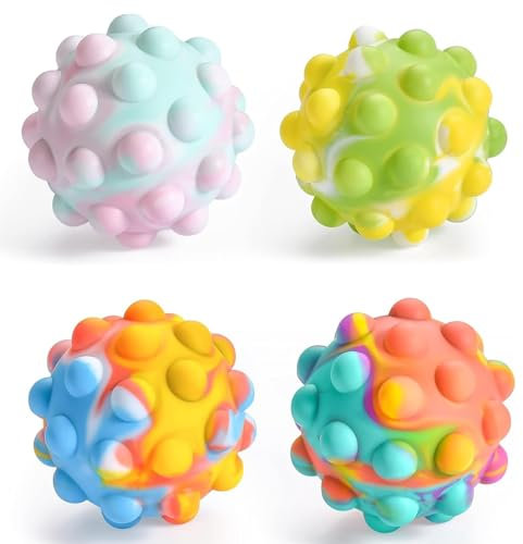 4 Stück Wutball für Kinder, Stressball, Knautschball, Anti-Stress-Bälle, Antistressball, Push Bubble Sensorisches Squeeze Spielzeug