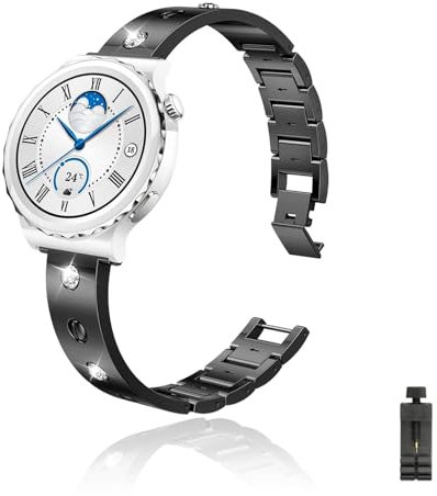 Bracelet pour Huawei Watch GT3 42mm/GT2 42mm/GT 42mm, Bling Métal Femme Brillant Bracelet de Montre, Remplacement de Bracelet avec Strass Diamant Compatible avec Huawei Watch GT3 /GT2 /GT 42mm (C)