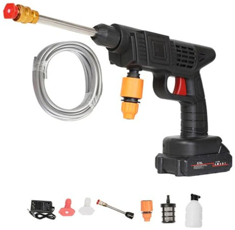 Ezjet Hydrowasher, Ezjet Power Washer, Ezjet Hochdruckreiniger, Akku Hochdruckreiniger, Tragbarer Hochdruckreiniger mit 12V Akku, Akku-Druckreinigerpistole für Auto, Fenster, Rasen (A)
