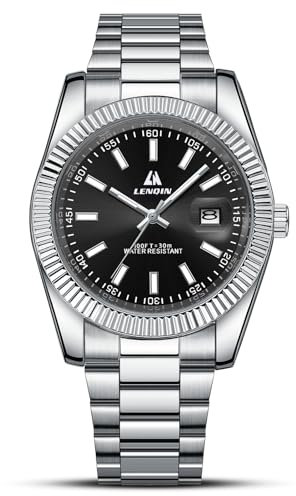 LN LENQIN Uhren Herren Herren Uhr Edelstahl Armbanduhr 30M wasserdichte Männer Analog Quarzuhr mit Datum Mode Casual Designer
