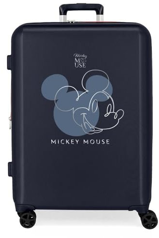 Joumma Disney Mickey-Outline Koffer, mittelgroß, blau, 48 x 70 x 28 cm, starr, 3,98 kg, TSA-Verschluss, ABS, 3,98 kg, 79 l, blau, Talla única, Mittelgroßer Koffer