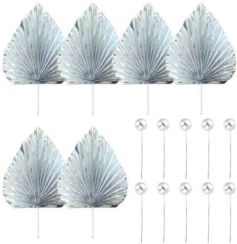 6 Pieces of Fan Inserts and 10 Pieces of Silver Ball Inserts, Cake Decoration Inserts, Cake Baking Accessories, Party Decoration Supplies, Handmade DIY Cake Materials