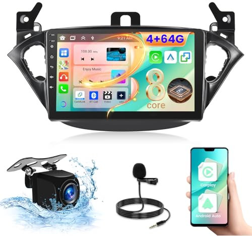4G+64G 8 Core Android 13 Radio de Coche para Opel Corsa 2015-2019/Opel Adam 2013-2016 con Carplay Android Auto, 9 Pulgadas Car Stereo con WIFI/GPS/32EQ DSP/FM RDS/Bluetooth