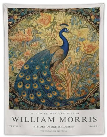 William Morris Pfau Vintage-Blumen-Wandkunst, Poster, Wandbild, Druck, moderne Familienschlafzimmer-Dekoration, Wandteppich, 76,2 x 101,6 cm