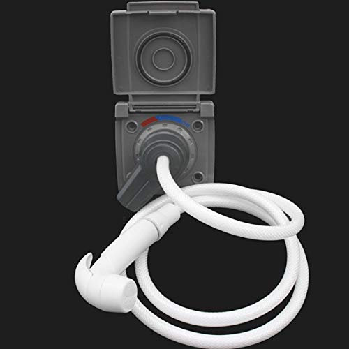 Prise d'eau extérieure pour douche extérieure, tuyau de 2 m, pour camping-car, caravane, douche en gris